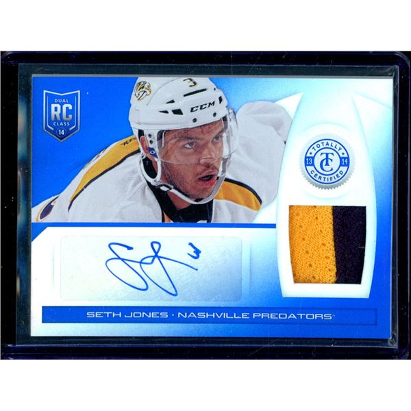 2013-14 Totally Certified Rookie Autograph Jerseys Mirror Blue #241 Seth Jones 8/10 BV $100