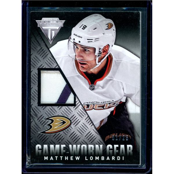 2013-14 Panini Titanium Game Worn Gear Patch #GGMLO Matthew Lombardi 1/25