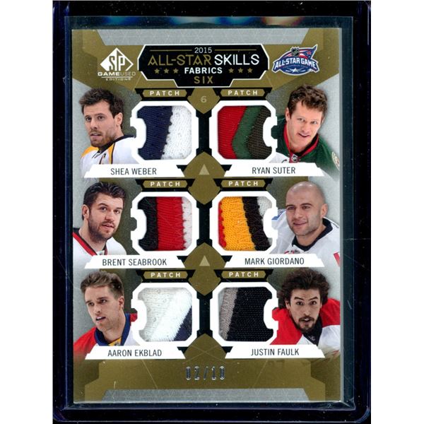 2015-16 SP Game Used Six Patch Weber/Seabrook/Ekblad/Suter/Giordano/Faulk 2/10 BV $100