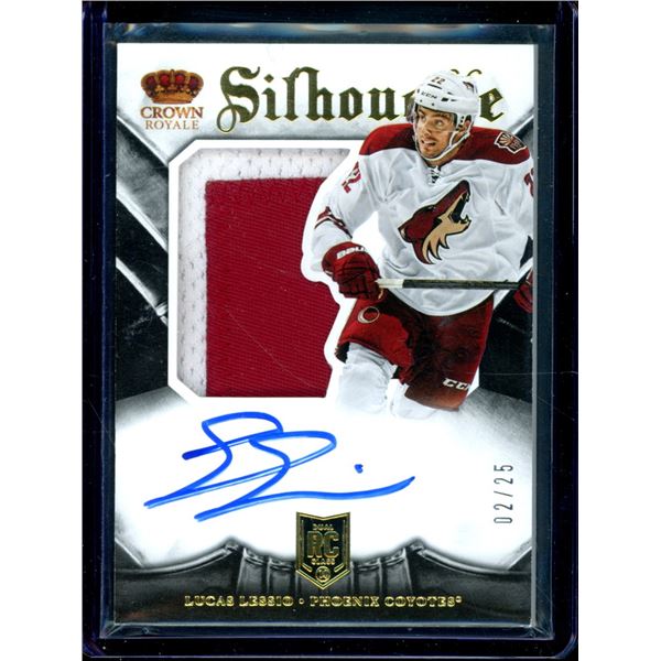 2013-14 Crown Royale Rookie Silhouette Patch Autographs #210 Lucas Lessio 2/25 BV $40