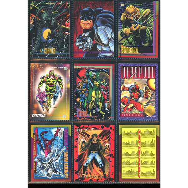 Lot Of 9 Various Marvel Collector Cards