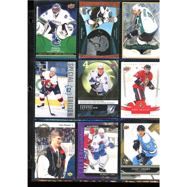 Lot of 9 Various Hockey Inserts or Rookie Cards Various Teams & Players