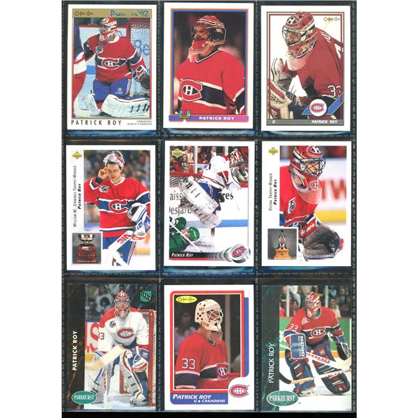Lot of 9 Patrick Roy Hockey Cards