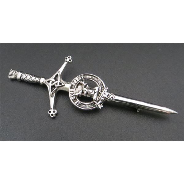 Vintage Silver Tone Scotland Kilt Sword Pin