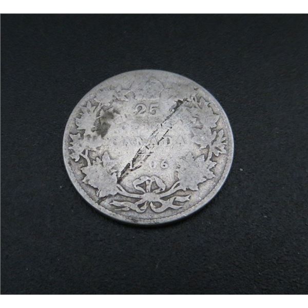 1906 Canadian Silver 25 Cent Coin