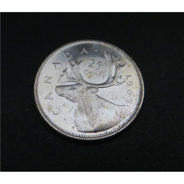 1964 Canadian Silver 25 Cent Coin
