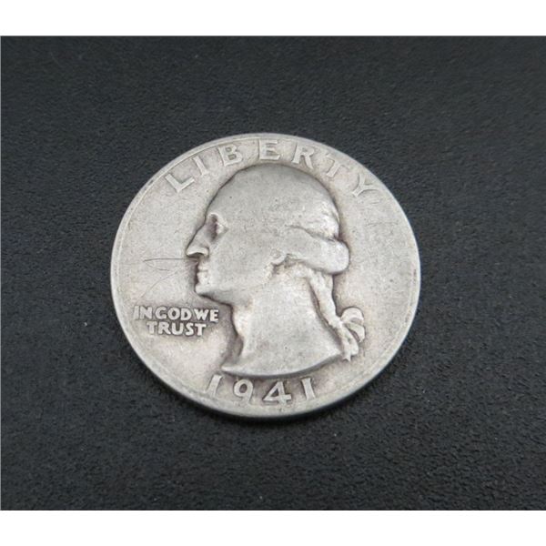 1941 USA Silver 25 Cent Coin