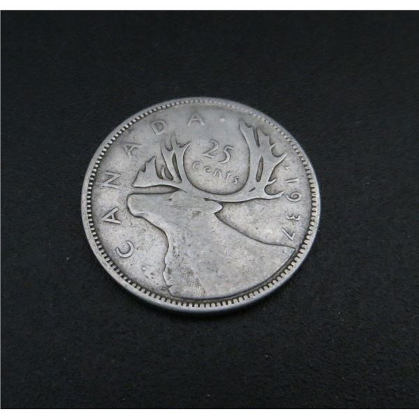 1937 Canadian Silver 25 Cent Coin