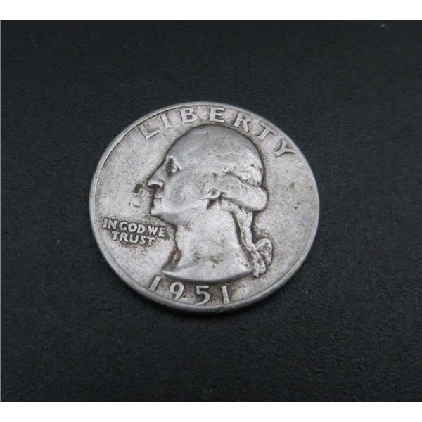 1951 USA Silver 25 Cent Coin