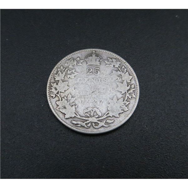 1927 Canadian Silver 25 Cent Coin