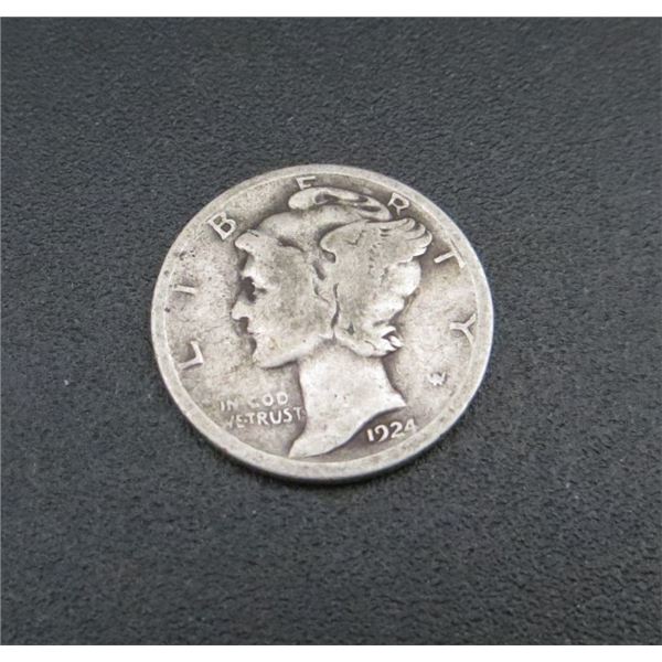 1924 USA Silver 10 Cent Coin