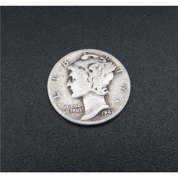 1941 USA Silver 10 Cent Coin