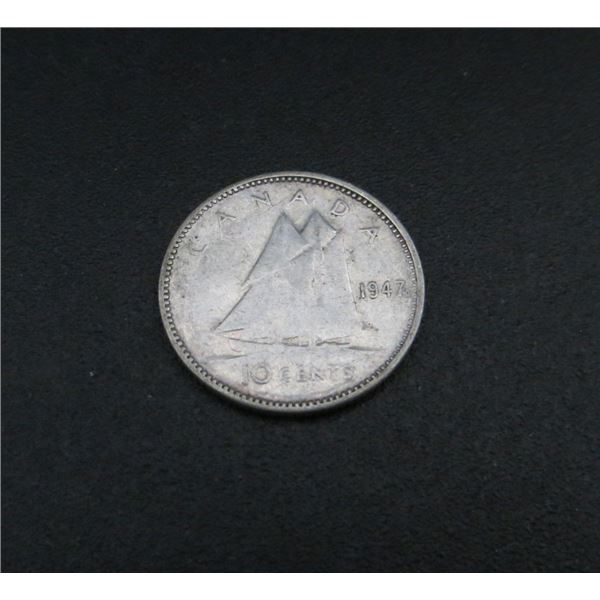 1947 Canadian Silver 10 Cent Coin