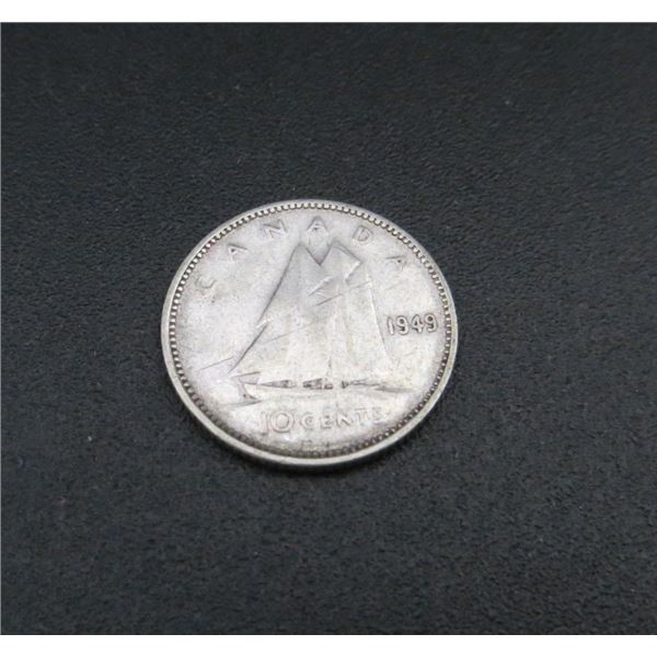 1949 Canadian Silver 10 Cent Coin