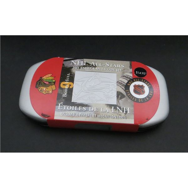 RCM 2001 NHL All- Stars Canada Post Bobby Hull Stamp and Medallion Set With COA