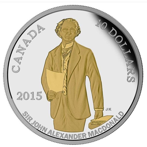 RCM 2015 $10 The Birth of Sir John A. Macdonald 200th Anniversary 9999 Pure Silver Coin