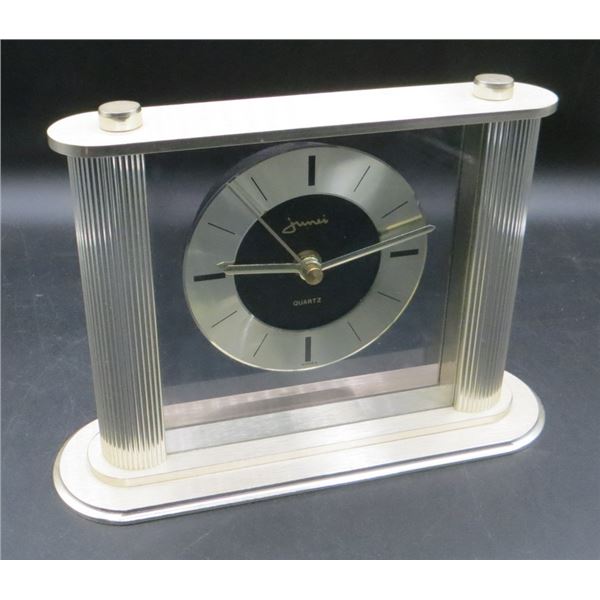 Stainless Steel Jeuni Quartz Clock 9" long x 7" Tall