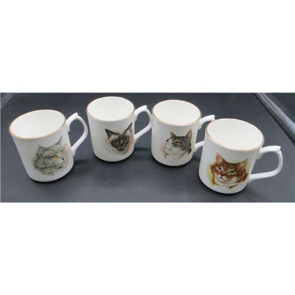 Set Of 4 Jason Works Nanrich Pottery Fine Bone China Cat Mugs