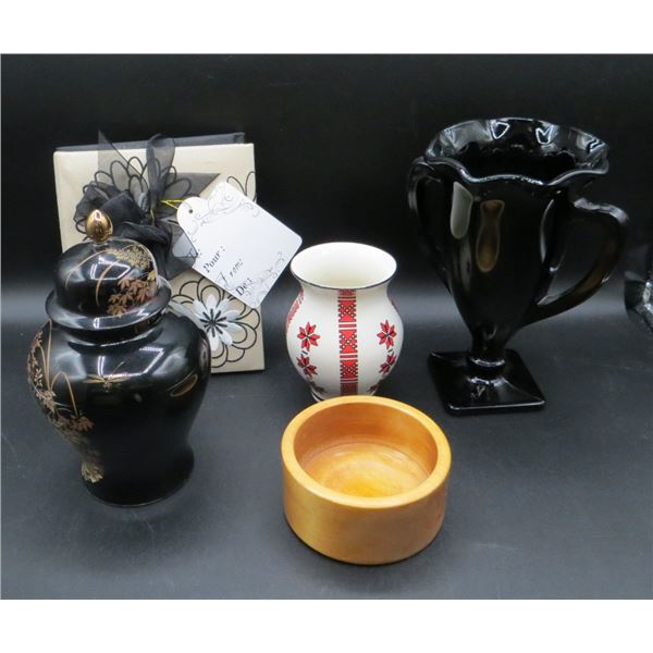Mixed Estate Vase, Teak Bowl, Japanese Porcelain Urn & More