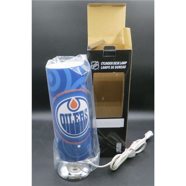 New Edmonton Oilers Cylinder Desk Lamp 12" Tall