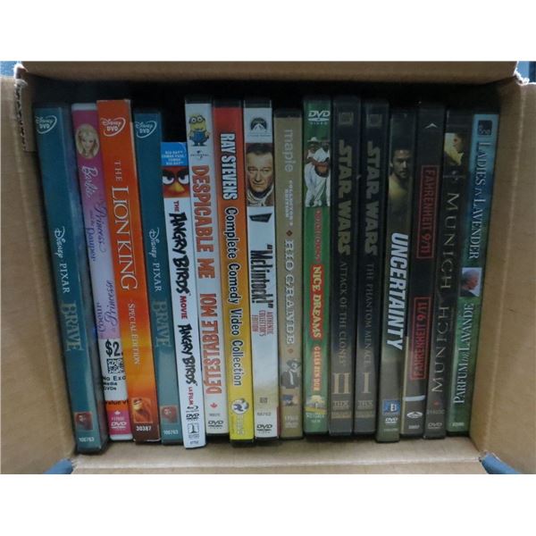 Lot of 16 DVD Movies Lion King, Brave, Star Wars, Barbie, Angry Birds & more