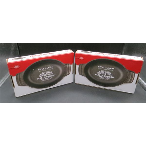 2 New Betty Crocker Cast Iron Oval Baking Dishes