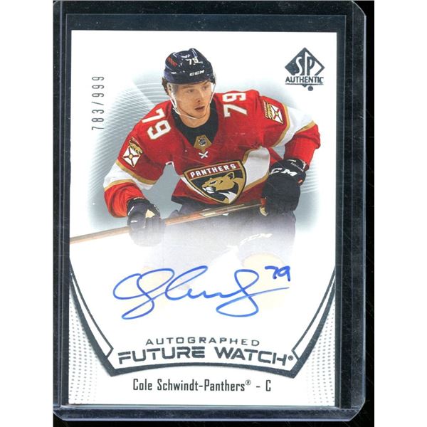 2021-22 SP Authentic #193 Cole Schwindt FW AU 783/999 RC BV $30