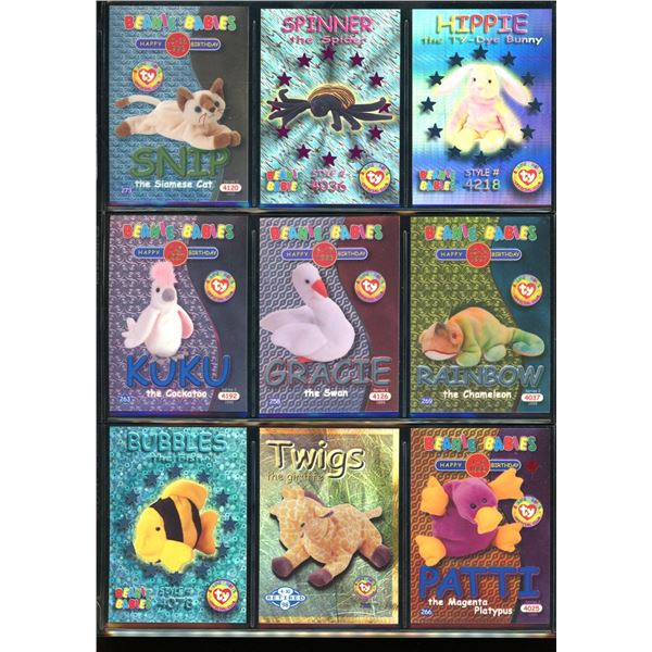 Lot of 9 Foil Beanie Baby Collector Cards