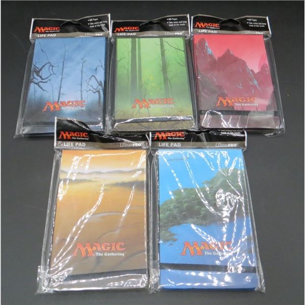 5 New Ultra Pro MTG Life Pads Island, Swamp, Plains, Mountain & Forest