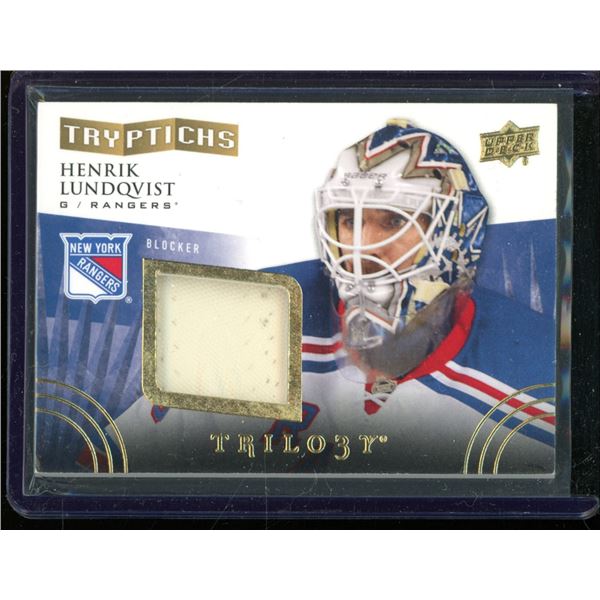2014-15 Upper Deck Trilogy Tryptichs Henrik Lundqvist Blocker 234/300 BV $40