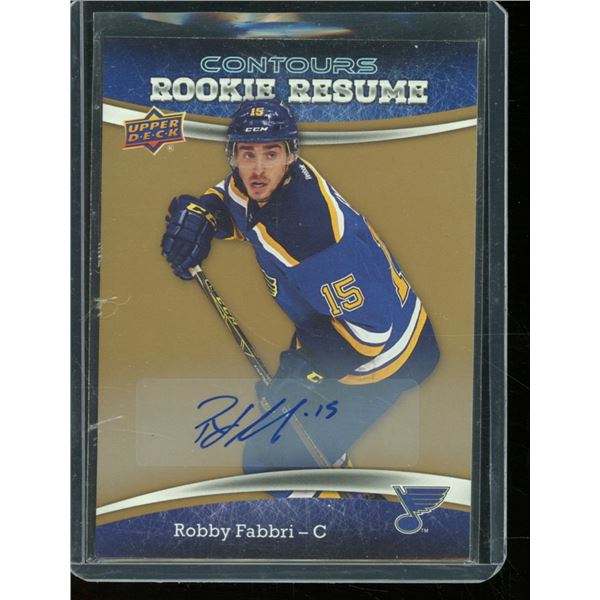 2015-16 Upper Deck Contours Rookie Resume Gold Rainbow Autographs #RR46 Robby Fabbri