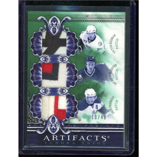2010-11 Artifacts Tundra Trios Patch Jay Bouwmeester/Dion Phaneuf/Victor Hedman 10/40 BV $50