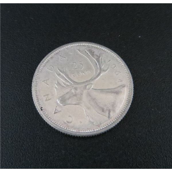 1964 Canadian Silver 25 Cent Coin