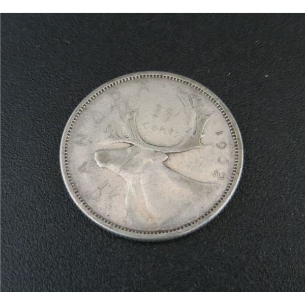 1962 Canadian Silver 25 Cent Coin