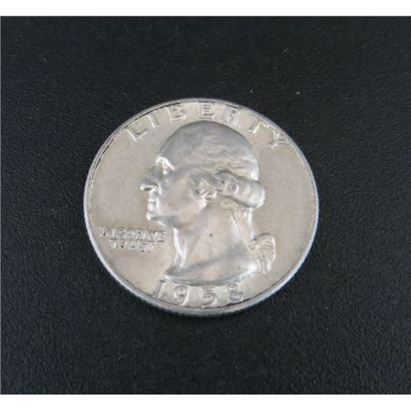 1958 USA Silver 25 Cent Coin