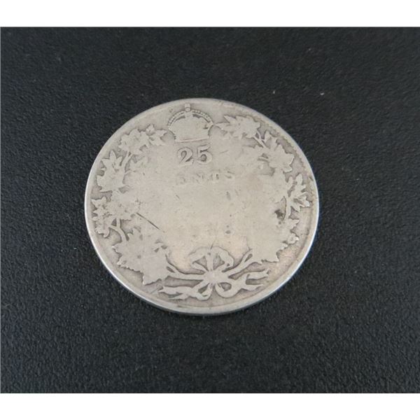1918 Canadian Silver 25 Cent Coin