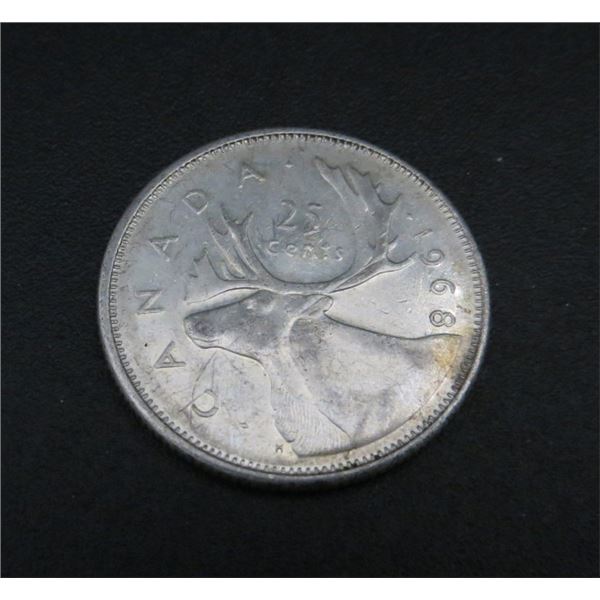 1968 Canadian Silver Quarter (non-magnetic)