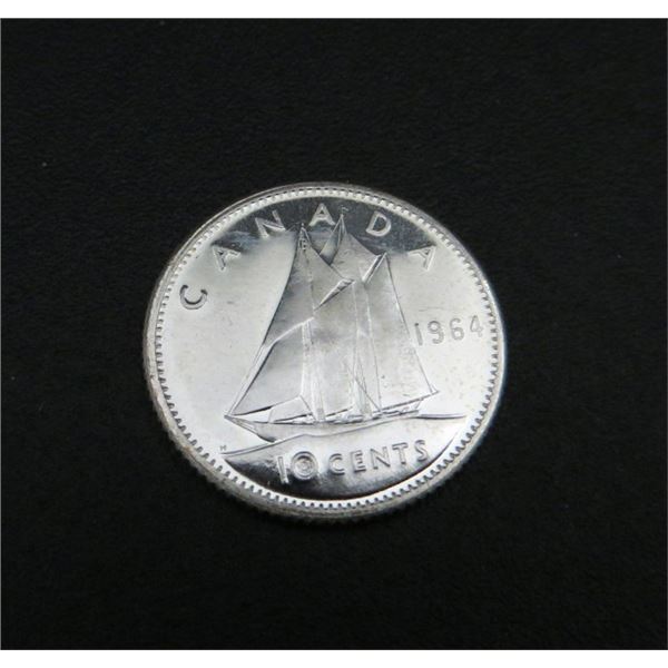 1964 Canadian Silver 10 Cent Coin