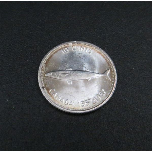 1967 Canadian Silver 10 Cent Coin