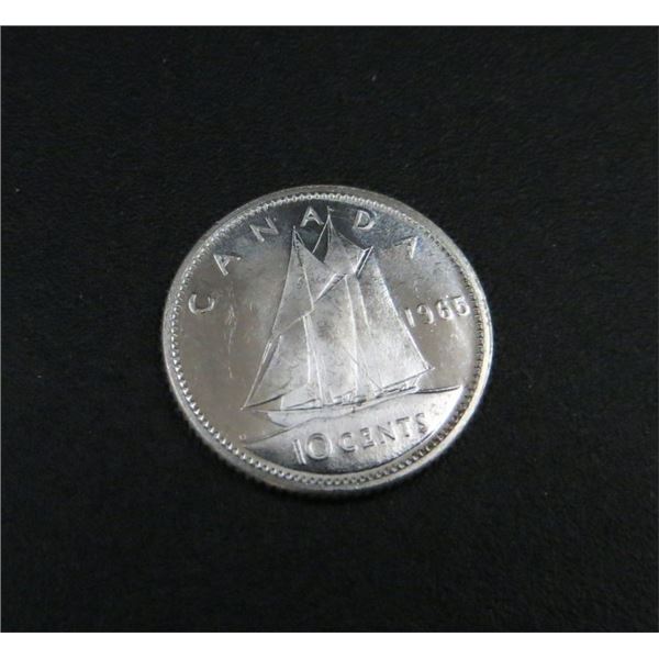 1965 Canadian Silver 10 Cent Coin