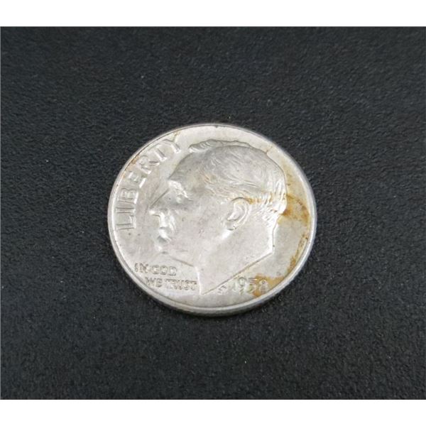 1958 USA Silver 10 Cent Coin
