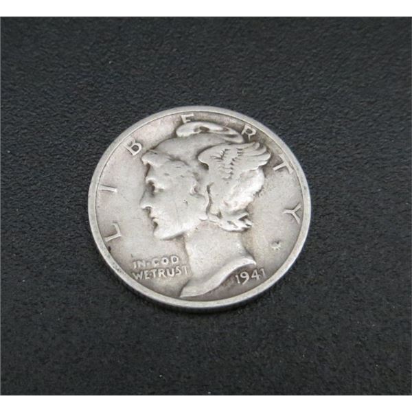 1941 USA Silver 10 Cent Coin