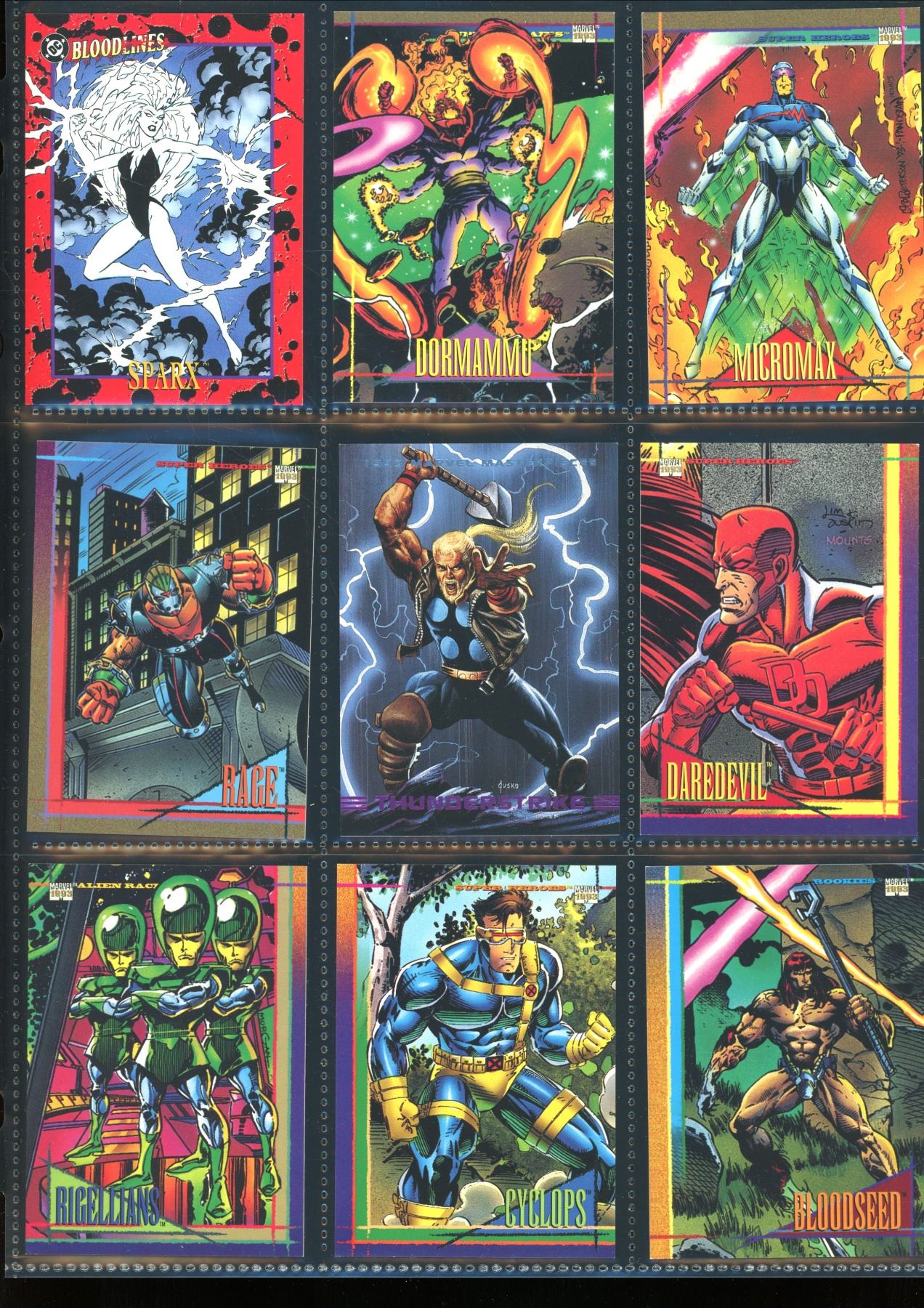Lot Of 9 Various Marvel & DC Collector Cards