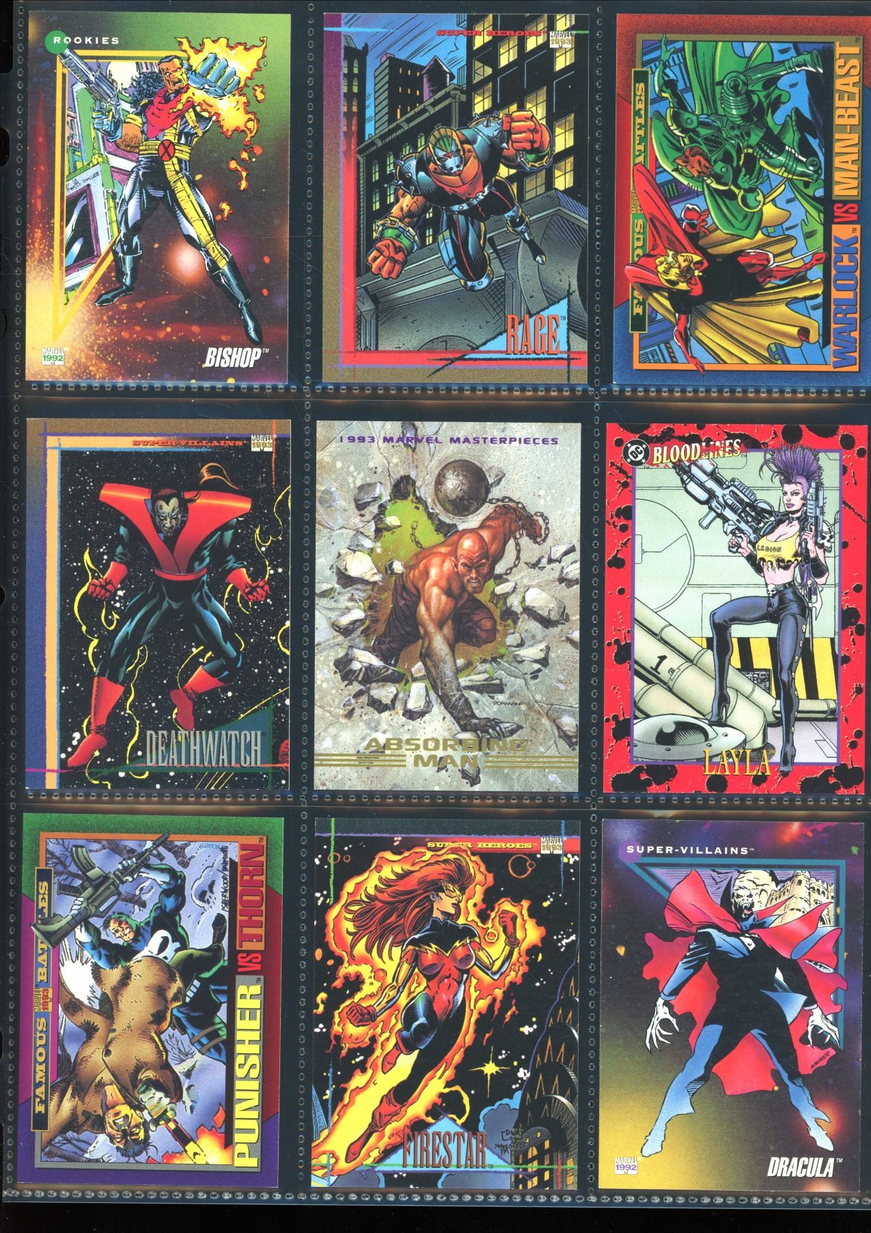 Lot Of 9 Various Marvel & DC Collector Cards