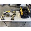 Image 1 : CORDLESS 20V DEWALT PALM SANDER, CAULKING GUN, 2 DRILLS, IMPACT GUN, 4 BATTERIES, CHARGER IN TOOL BA