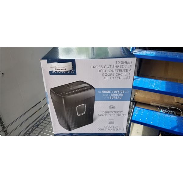 INSIGNIA 10 SHEET CROSS CUT PAPER SHREDDER - TESTED WORKING, RETAIL $99