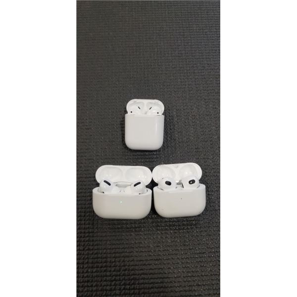 3 APPLE AIRPOD SETS, ASSORTED MODELS, LOST PROPERTY