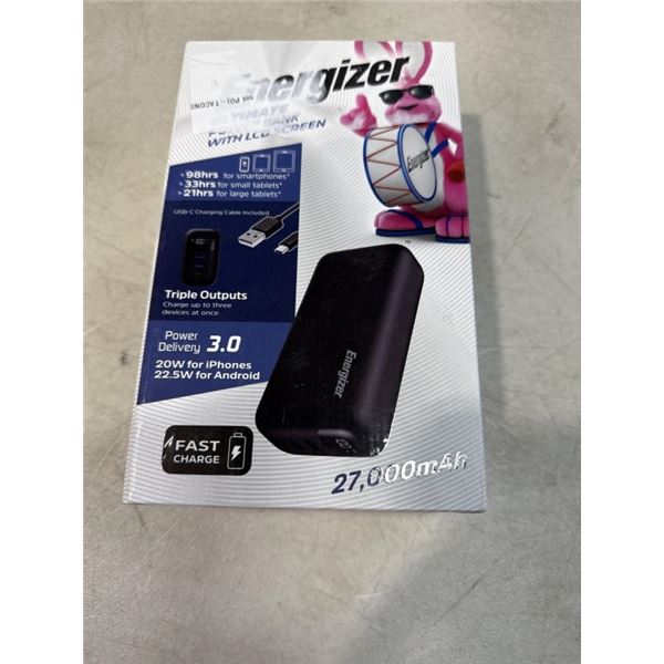 ENERGIZER ULTIMATE POWER BANK WITH LCD SCREEN, 27000MAH, 3 OUTPUTS AND FAST CHARGE FEATURE