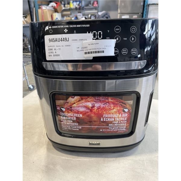 BELLAPRO 12.6QT AIR FRYER PIZZA OVEN - TESTED WORKING, RETAIL $299