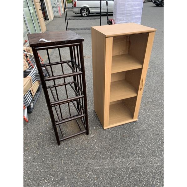 GLASS DOOR DISPLAY CABINET AND TOWEL RACK SHELF